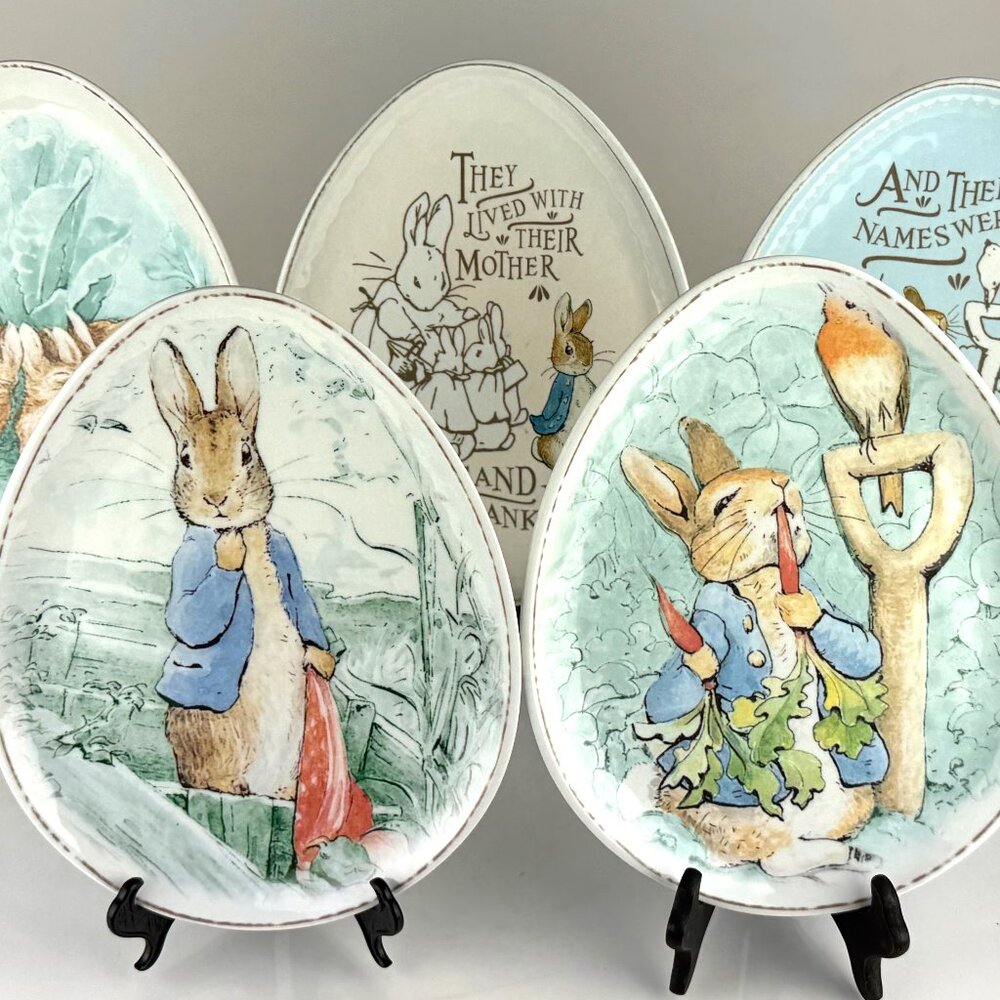 Pottery Barn Kids Beatrix Potter Peter Rabbit Egg Plates Set of 5 Melamine